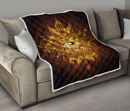 Gold All Seeing Eye Print Quilt