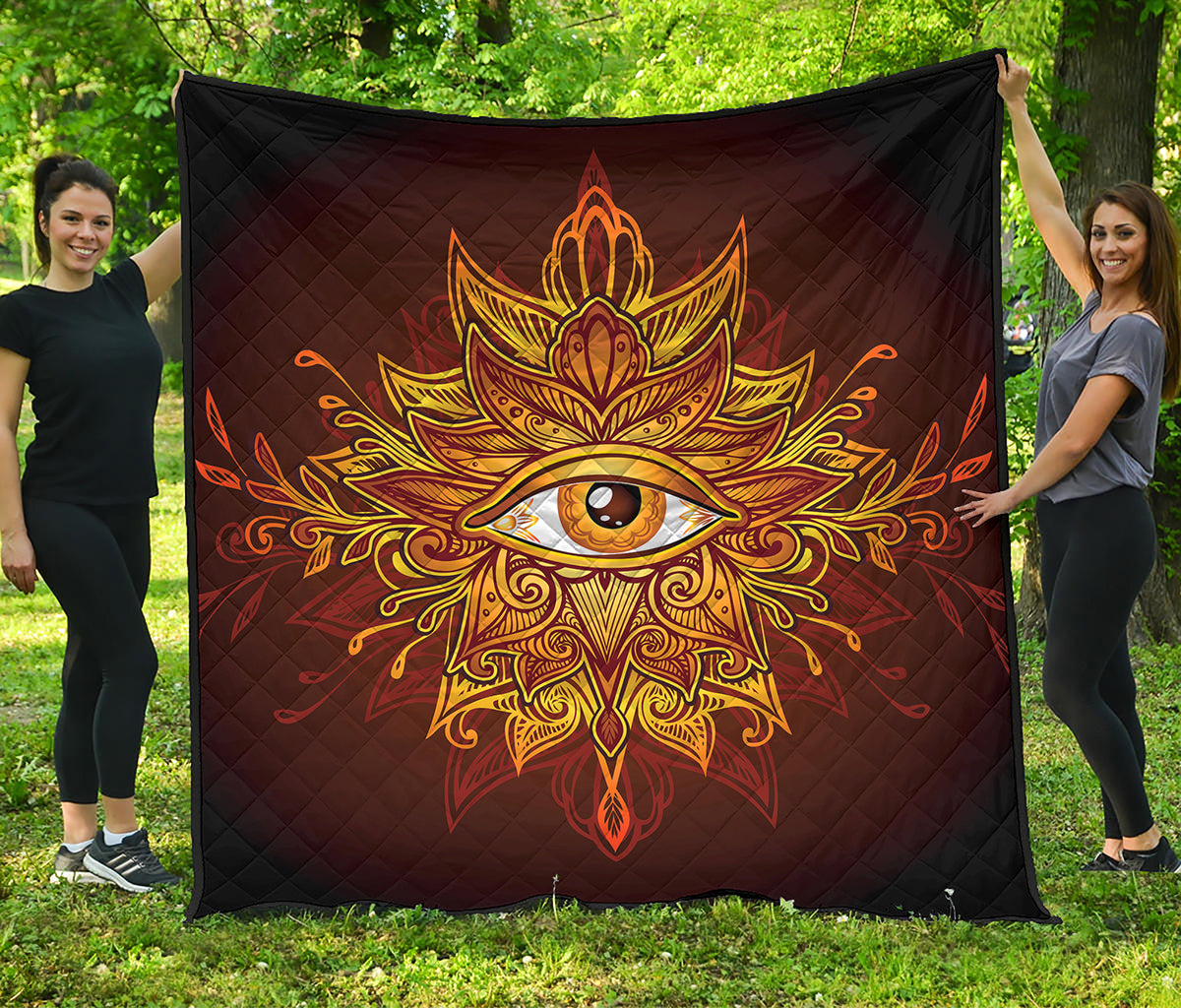 Gold All Seeing Eye Print Quilt