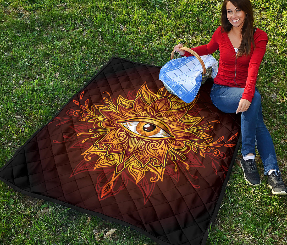 Gold All Seeing Eye Print Quilt