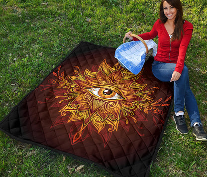 Gold All Seeing Eye Print Quilt