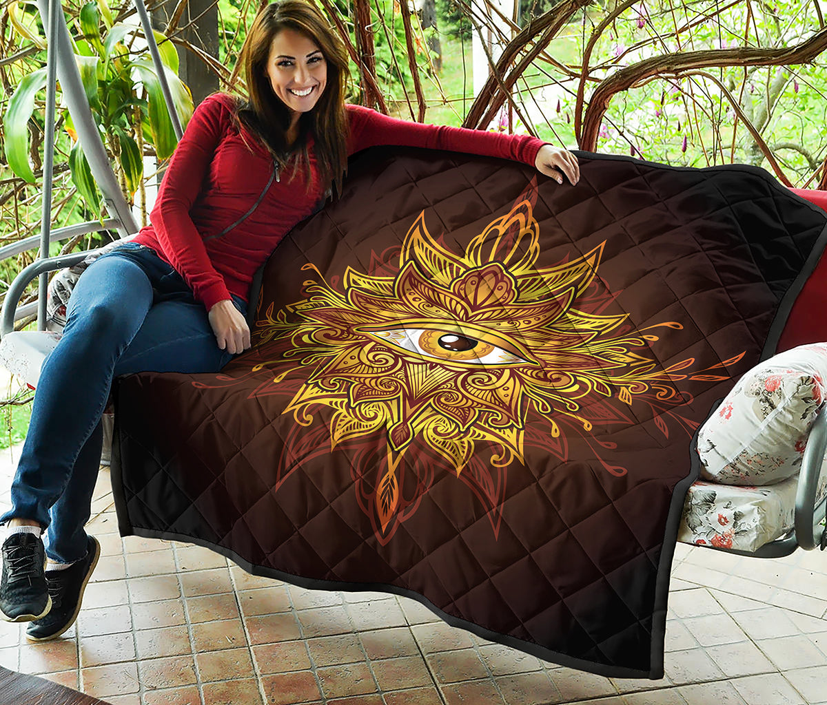Gold All Seeing Eye Print Quilt