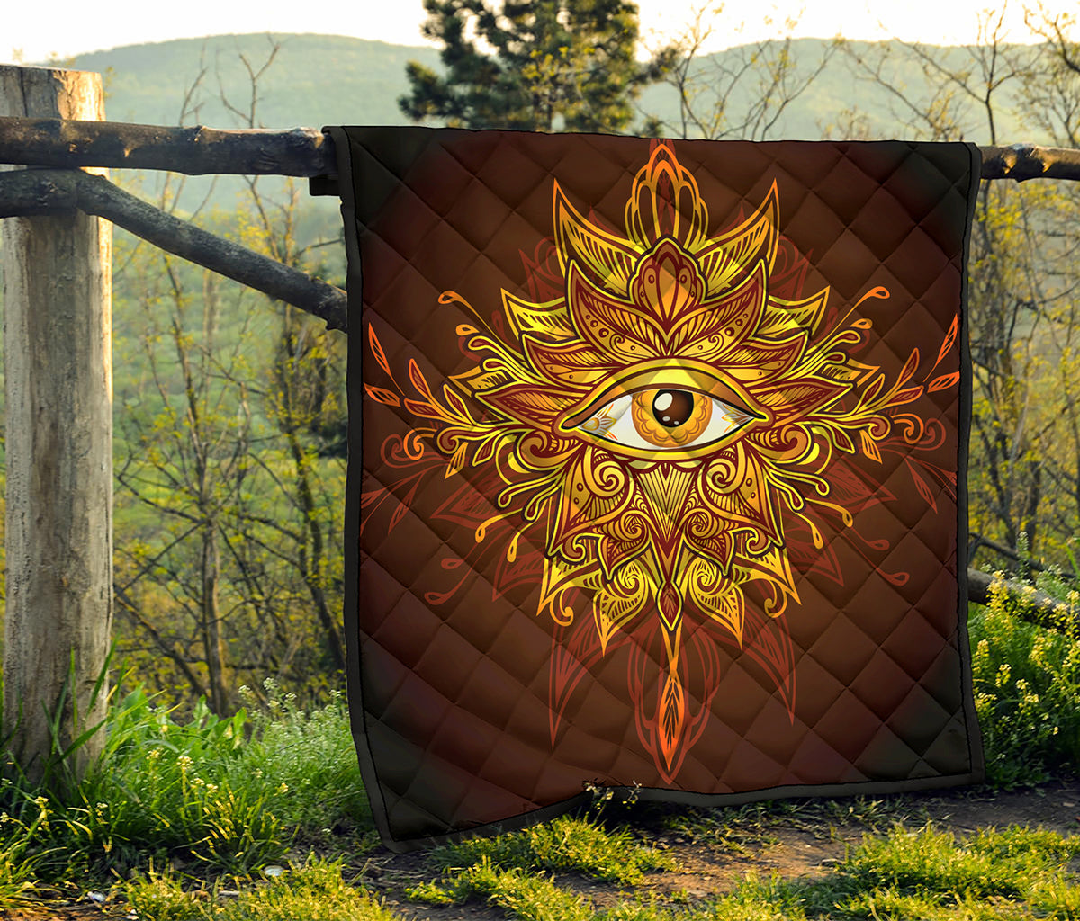 Gold All Seeing Eye Print Quilt