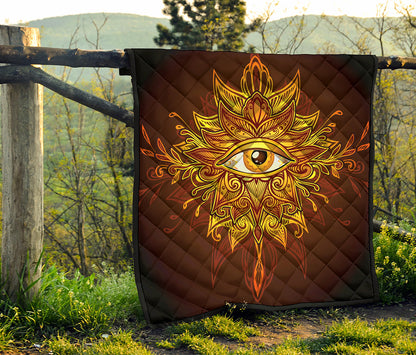 Gold All Seeing Eye Print Quilt