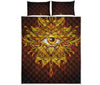 Gold All Seeing Eye Print Quilt Bed Set