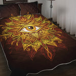 Gold All Seeing Eye Print Quilt Bed Set