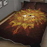 Gold All Seeing Eye Print Quilt Bed Set