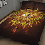 Gold All Seeing Eye Print Quilt Bed Set