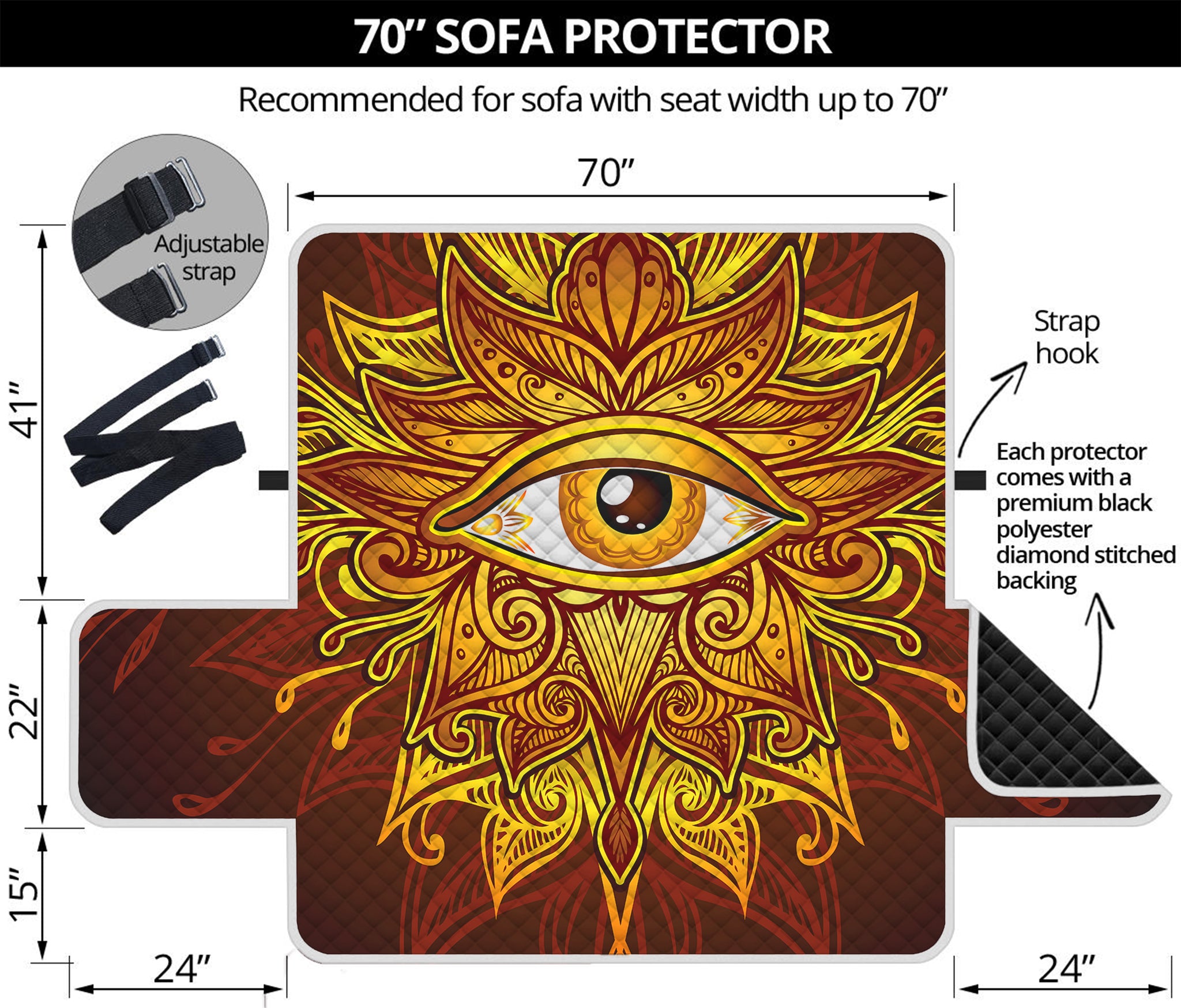 Gold All Seeing Eye Print Sofa Protector