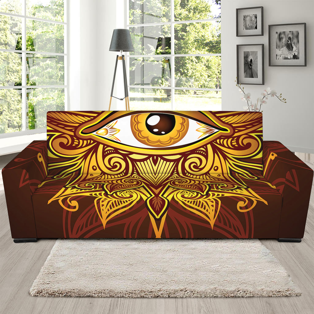 Gold All Seeing Eye Print Sofa Slipcover