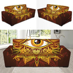 Gold All Seeing Eye Print Sofa Slipcover