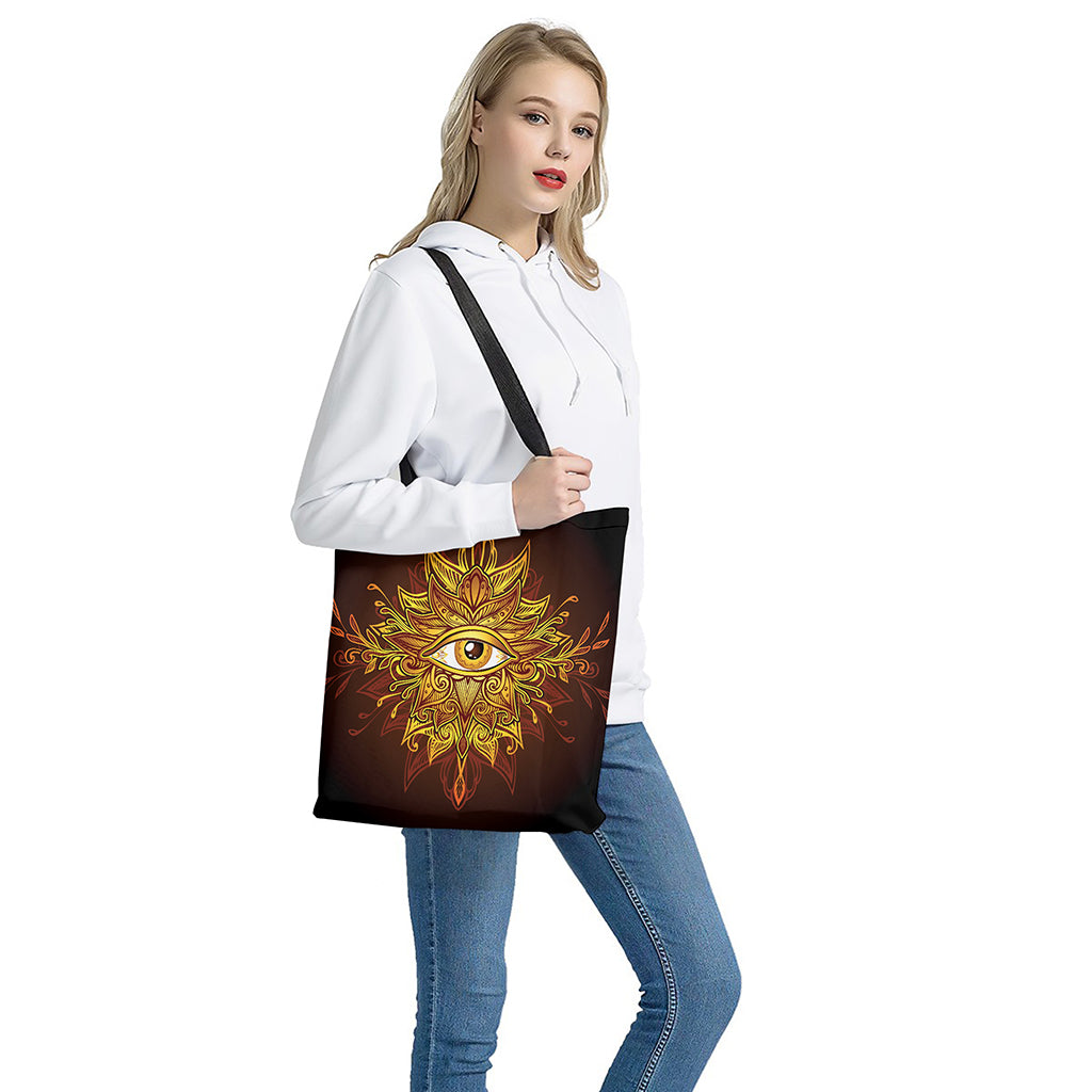 Gold All Seeing Eye Print Tote Bag