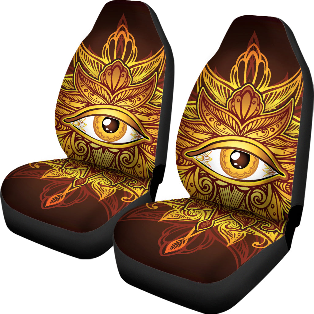 Gold All Seeing Eye Print Universal Fit Car Seat Covers