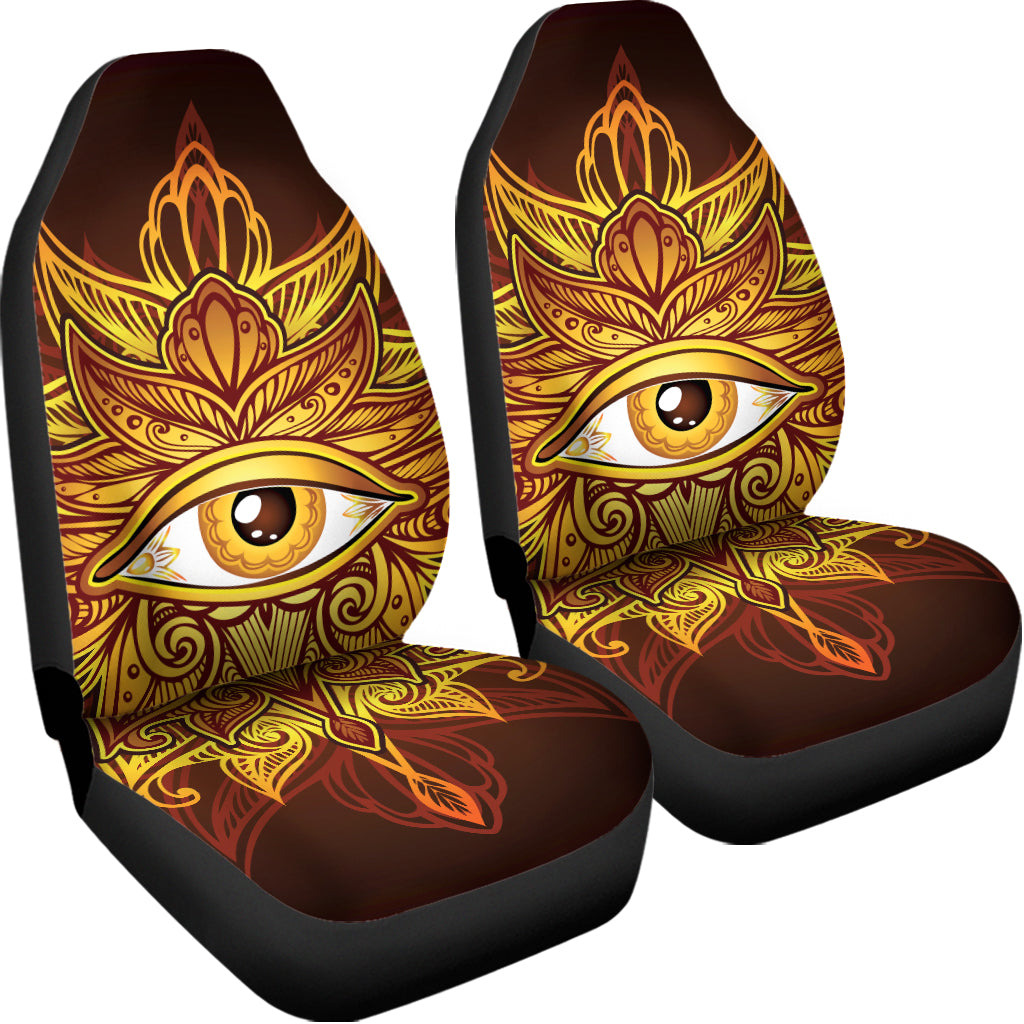 Gold All Seeing Eye Print Universal Fit Car Seat Covers