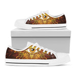 Gold All Seeing Eye Print White Low Top Shoes