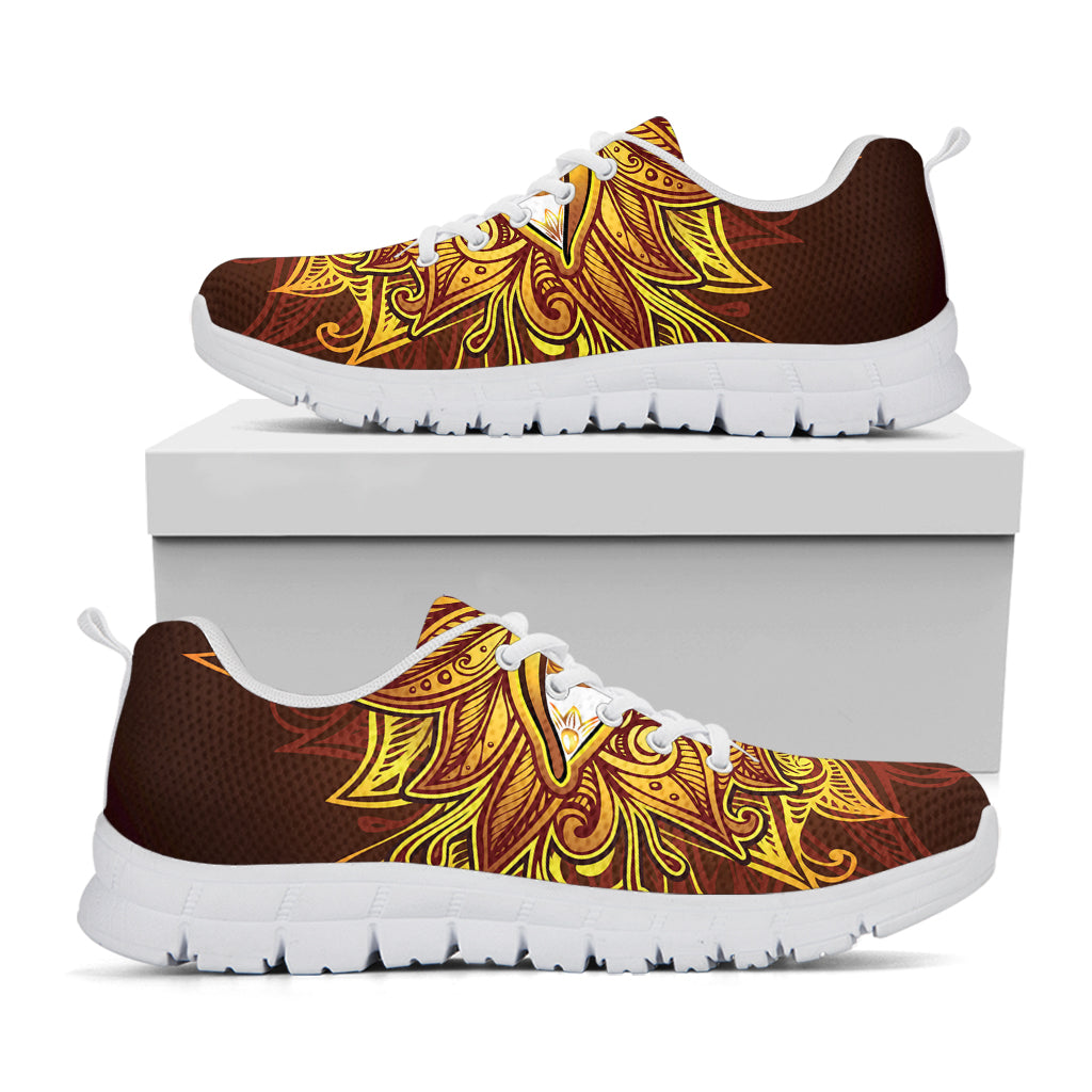 Gold All Seeing Eye Print White Sneakers