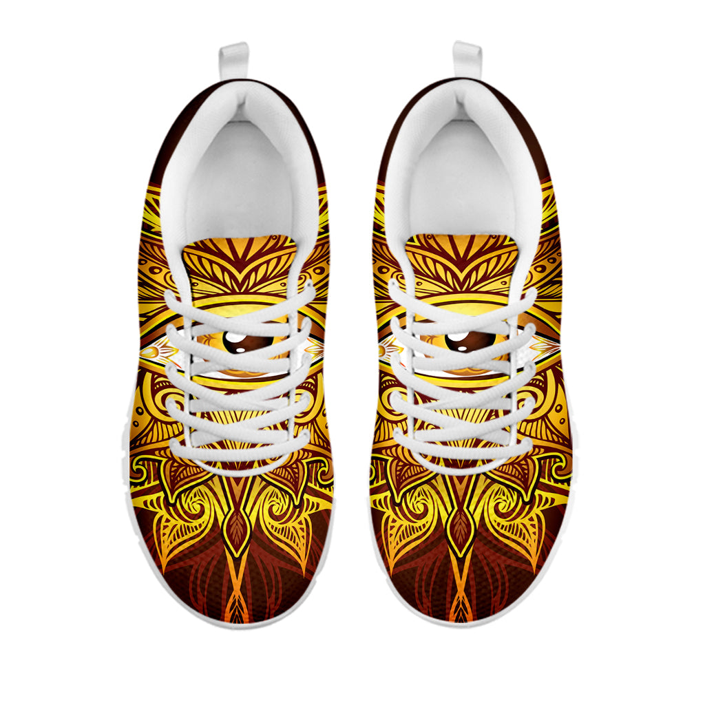 Gold All Seeing Eye Print White Sneakers