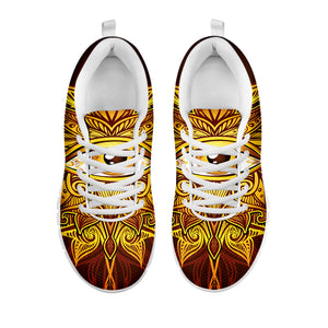 Gold All Seeing Eye Print White Sneakers