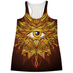 Gold All Seeing Eye Print Women's Racerback Tank Top