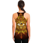 Gold All Seeing Eye Print Women's Racerback Tank Top