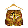 Gold All Seeing Eye Print Women's Shorts