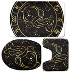 Gold And Black Aquarius Sign Print 3 Piece Bath Mat Set