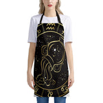 Gold And Black Aquarius Sign Print Apron