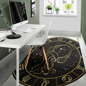 Gold And Black Aquarius Sign Print Area Rug