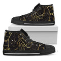 Gold And Black Aquarius Sign Print Black High Top Sneakers