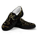 Gold And Black Aquarius Sign Print Black Slip On Sneakers