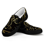 Gold And Black Aquarius Sign Print Black Slip On Shoes