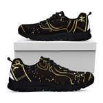 Gold And Black Aquarius Sign Print Black Sneakers
