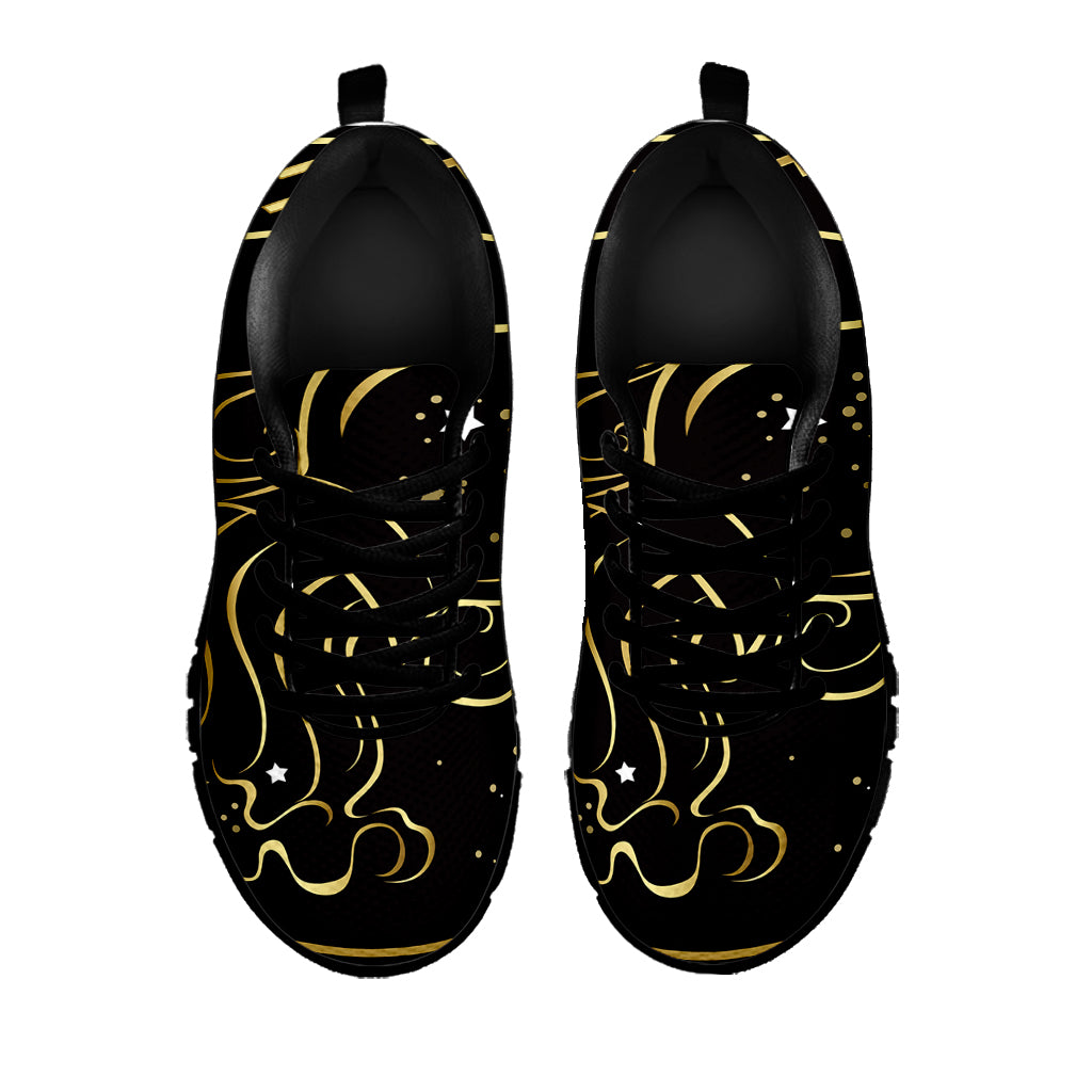Gold And Black Aquarius Sign Print Black Sneakers