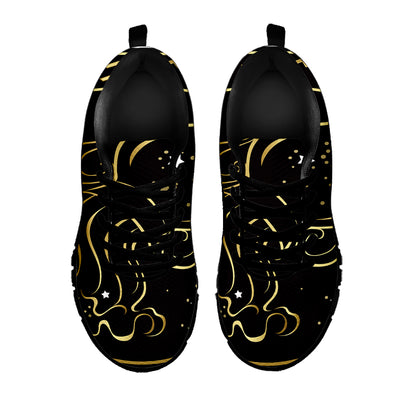 Gold And Black Aquarius Sign Print Black Sneakers