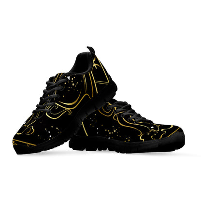 Gold And Black Aquarius Sign Print Black Sneakers