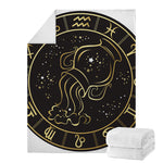 Gold And Black Aquarius Sign Print Blanket