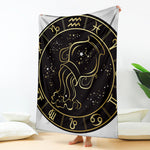 Gold And Black Aquarius Sign Print Blanket