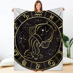 Gold And Black Aquarius Sign Print Blanket