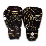 Gold And Black Aquarius Sign Print Boxing Gloves