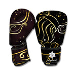 Gold And Black Aquarius Sign Print Boxing Gloves