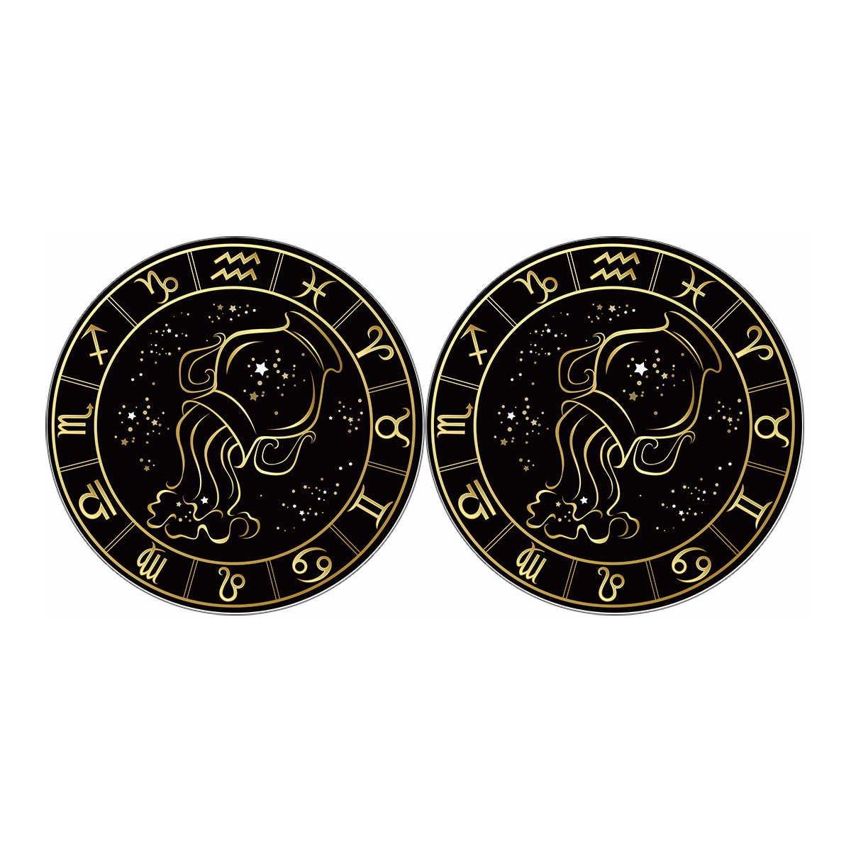 Gold And Black Aquarius Sign Print Car Coasters