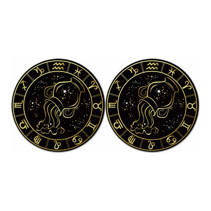 Gold And Black Aquarius Sign Print Car Coasters