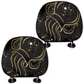 Gold And Black Aquarius Sign Print Car Headrest Covers
