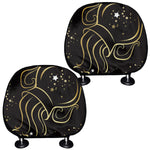 Gold And Black Aquarius Sign Print Car Headrest Covers