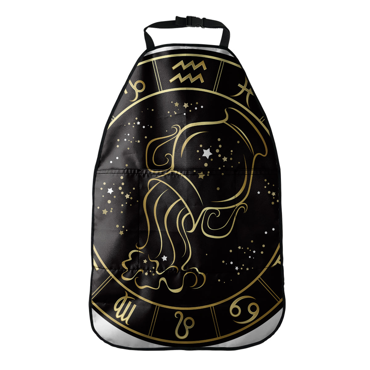 Gold And Black Aquarius Sign Print Car Seat Organizers