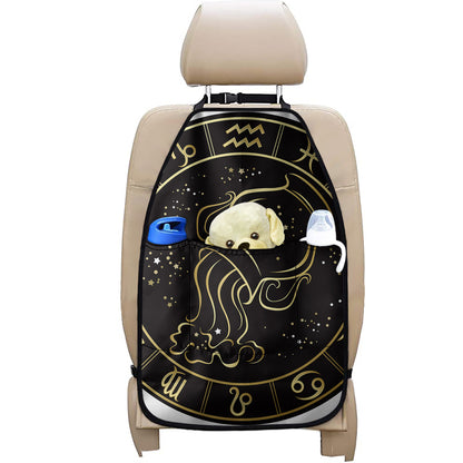 Gold And Black Aquarius Sign Print Car Seat Organizers