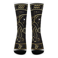 Gold And Black Aquarius Sign Print Crew Socks