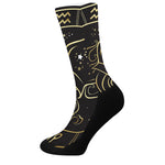 Gold And Black Aquarius Sign Print Crew Socks