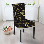 Gold And Black Aquarius Sign Print Dining Chair Slipcover