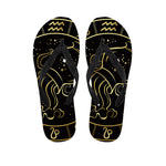 Gold And Black Aquarius Sign Print Flip Flops