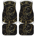 Gold And Black Aquarius Sign Print Front and Back Car Floor Mats